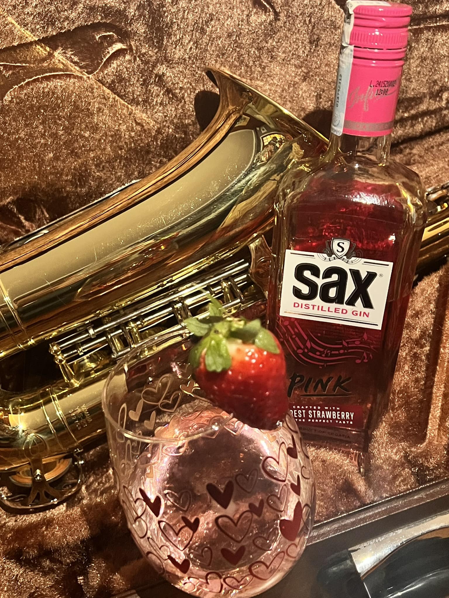 Sax Pink Distilled Gin, crafted with forest strawberries